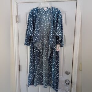 LulaRoe Silky Blue W/ White POLKA Dots Shirley Kimono COVER UP NWT MEDIUM